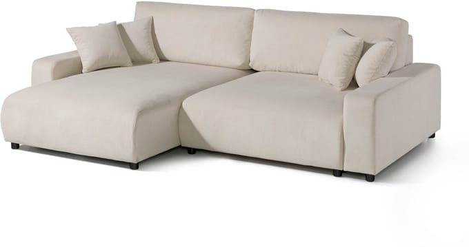 MASSIVMOEBEL24.DE hoekbank beige 100% polyester 234x170x78 cm SOFAS deels gemonteerd