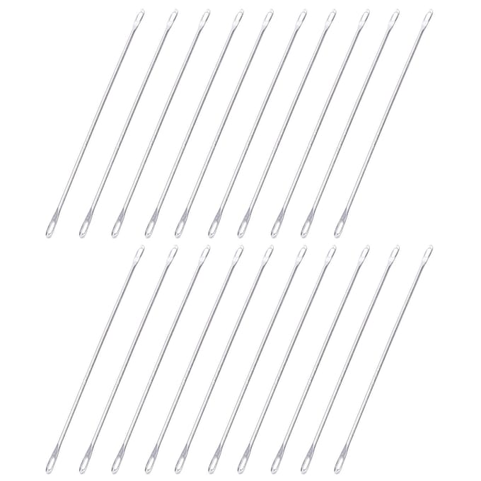20 stuks dubbeloognaald metaal 9 cm lang transfernaald geschikt voor breimachine white