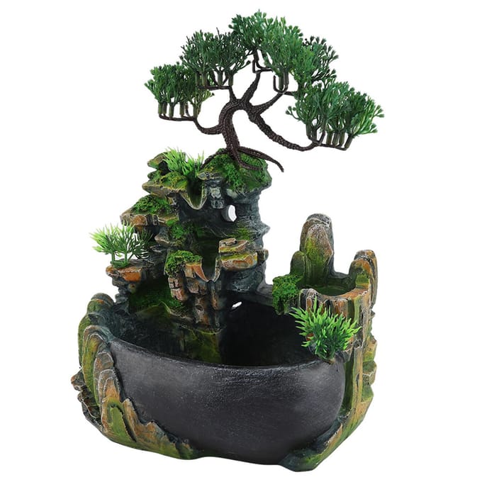 Desktopfontein Waterval Kleine Rotspartij Luchtbevochtiger Huis Bureau Decoratie black