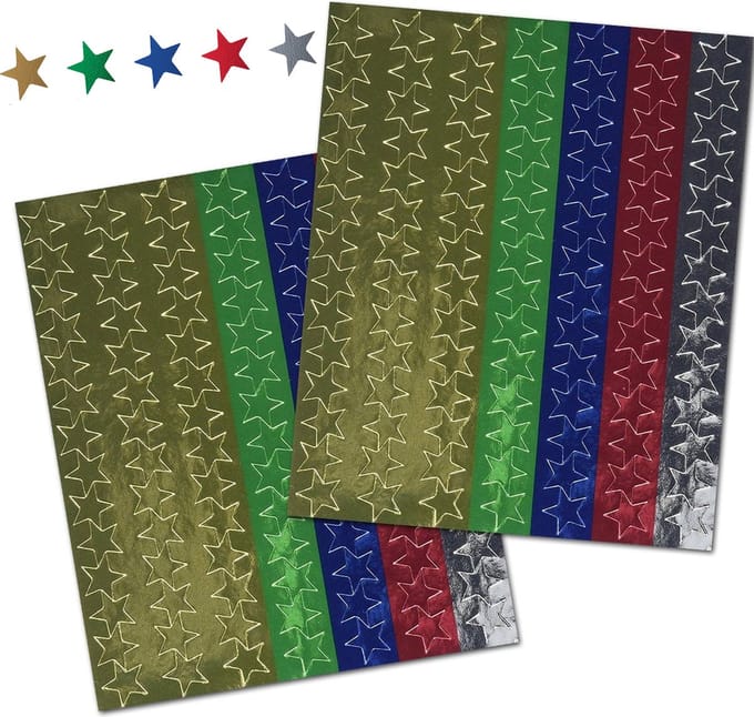 Glimmende Sterren Stickers - 294 Stickers Kerst - 3 Kerst Stickervellen