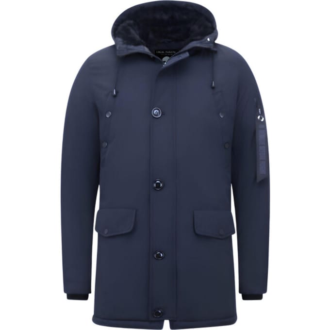 Winddichte Winterjas Heren - Lange Jas - Parka Heren Jassen - Gewatteerde Jassen - 7103 - Blauwe jas