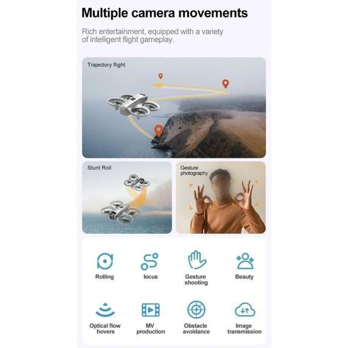 Mini drone - BYTELIKE - 4K - Double caméra - 3 batteries - Portable et adapté aux débutants