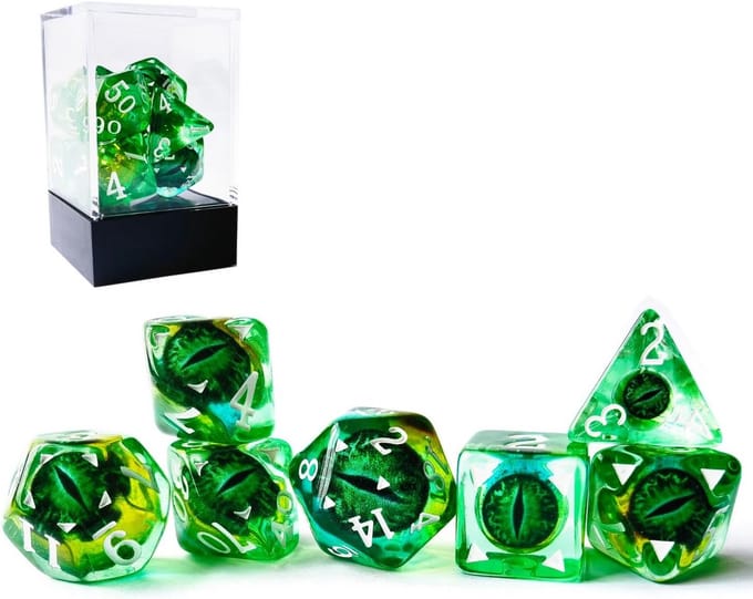 Dragon Eye RPG Dobbelstenen Set van 7 - Polyhedral Dice Met Magisch Ontwerp