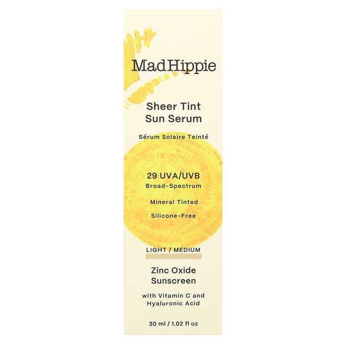 Mad Hippie, Sheer Tint Sun Serum, SPF 29, Licht/Medium, 1,02 fl oz (30 ml) brown