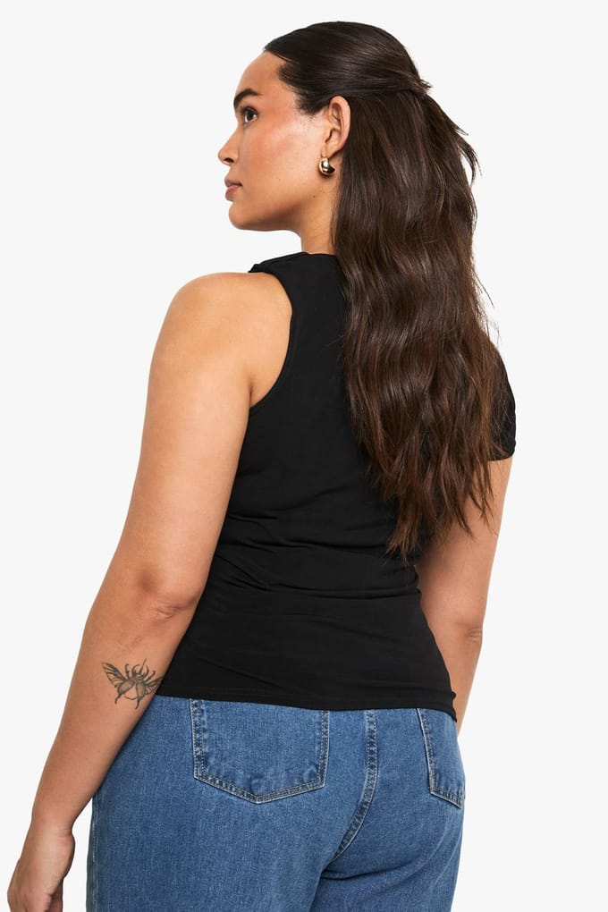 boohoo Dames Plus top met gouden afwerkingsdetails | Black | Maat: 22