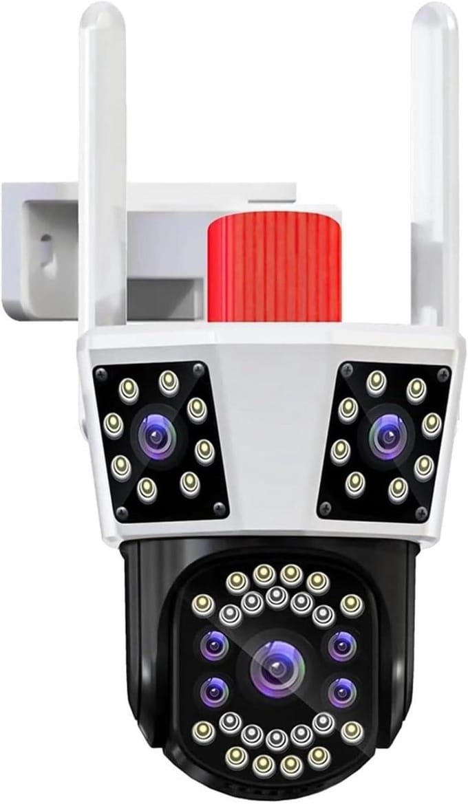 Waterdichte Camera - Beveiligingscamera Buiten - Huis Bewaken - Drie Lenzen 8x Zoom - 10x10x10mm - Wit