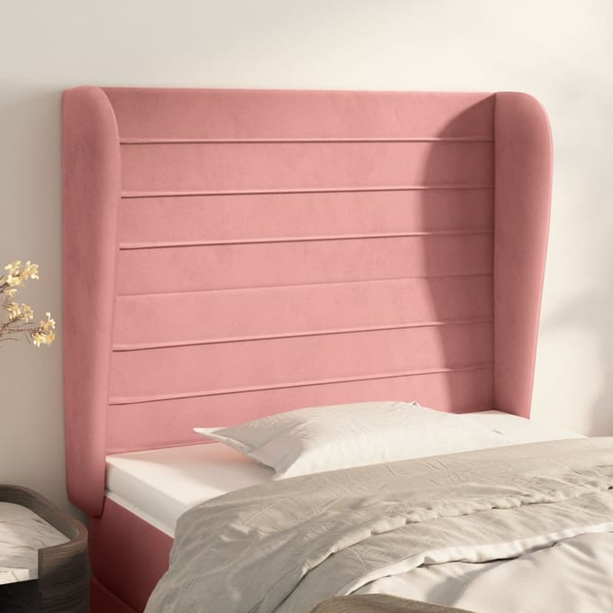 vidaXL - Hoofdbord - met - randen - 83x23x118/128 - cm - fluweel - roze