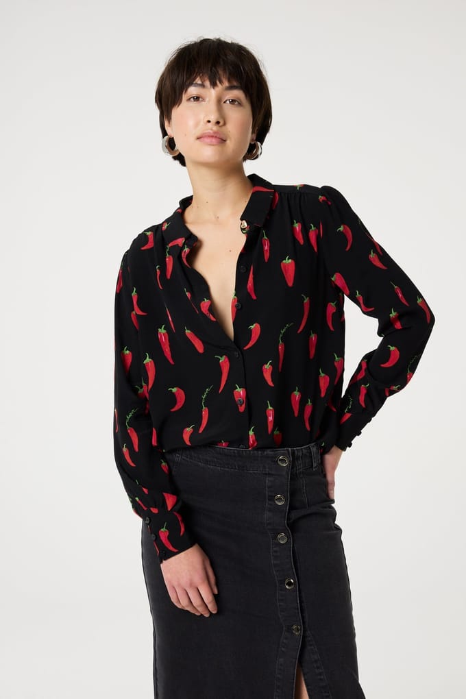 Fabienne Chapot Coco Blouse Black/red Hot Chilli Maat: 34 | Blouses Outlet | Dames | Zwart