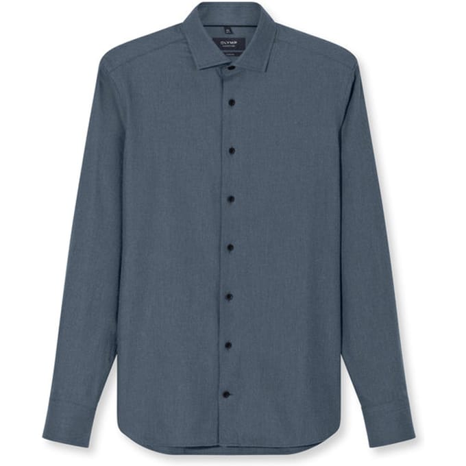 OLYMP Signature Casual Overhemd, Tailored Fit, Kent, Antraciet