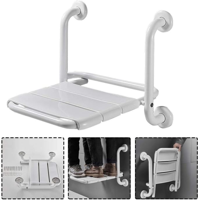 Douchekruk - Badzitting Wandmontage - Veilig Douchen - Opvouwbaar Ontwerp - 150kg Capaciteit - Wit