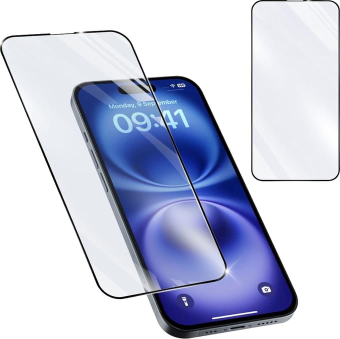 Cellularline Screenprotector 9H Gehard Glas - Geschikt voor iPhone 16 - Edge-to-Edge - Transparant