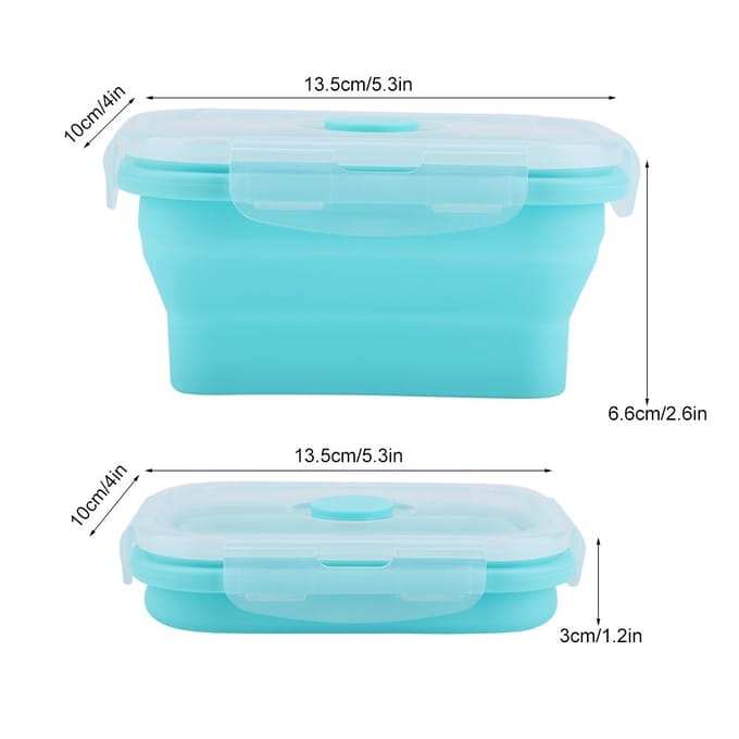Draagbare Siliconen Lunchbox Opvouwbaar Magnetronbestendig Lunchbox Voedselcontainer Groen 350ml white