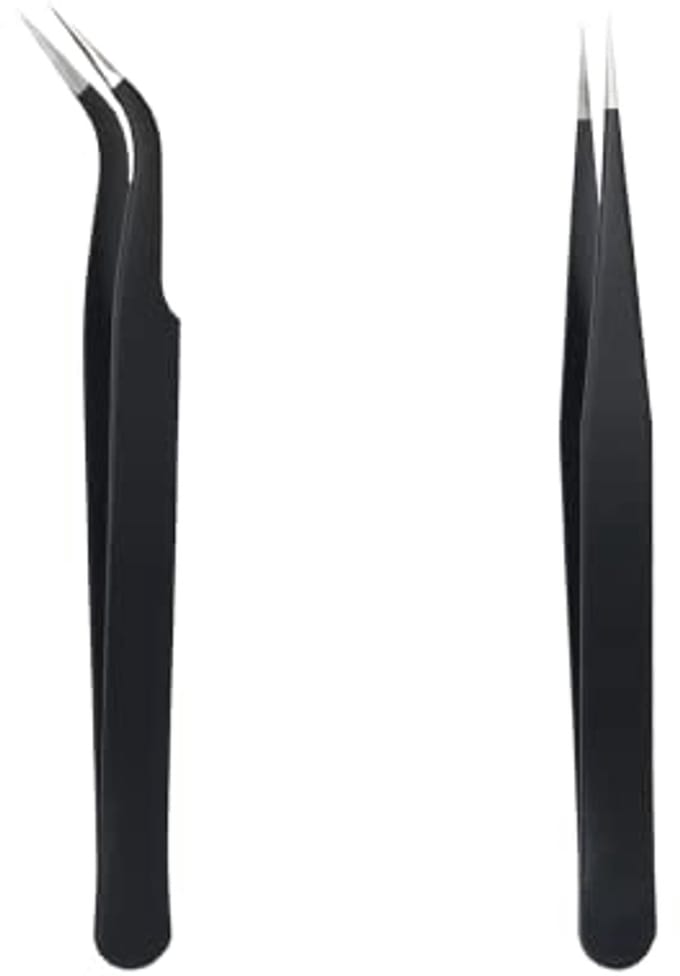 Eyelash Extension Tongs Set - 2 Pack Stainless Steel Tweezers for Professional Eyelash Extensions