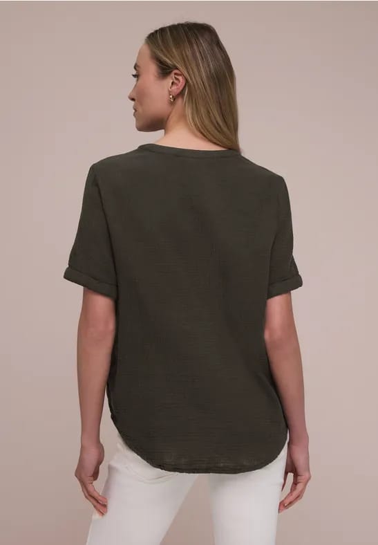 Blouse met korte mouwen in mousseline kwaliteit