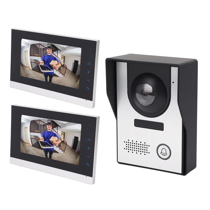 Système de Sonnette Vidéo Filaire Vision Nocturne Infrarouge Déverrouillage à Distance Caméra de Sonnette Vidéo avec 2pcs 7