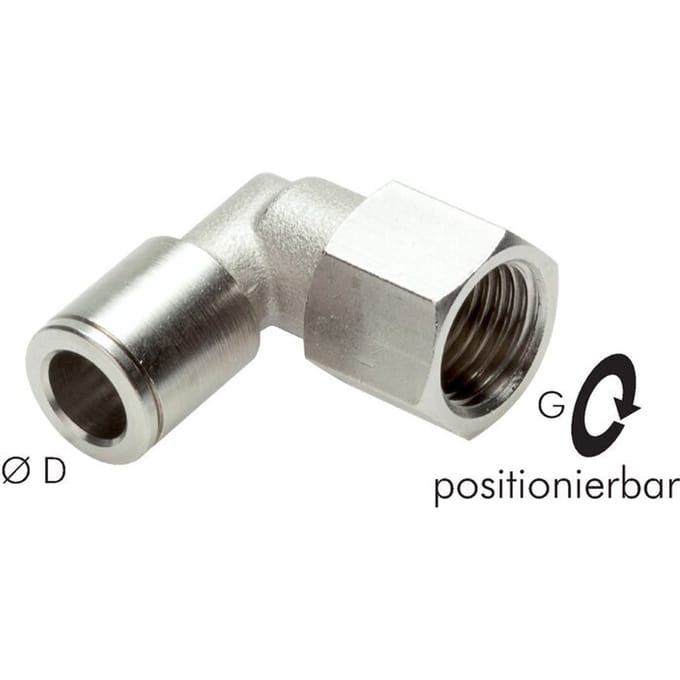 8mm x G1/4'' 90 graden L-verbinding Messing Insteekfitting Binnendraad Draaibaar NBR [2 Stuks]