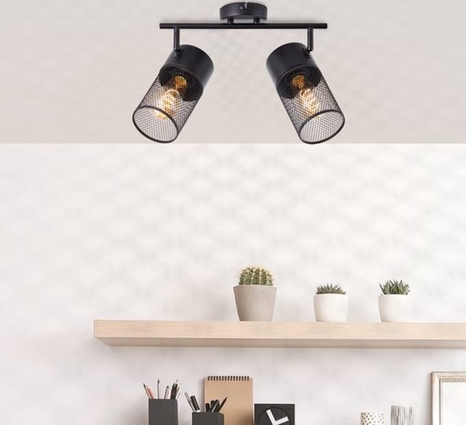 Brilliant Opbouwspot Kamolo Met Zwart 2xe27
