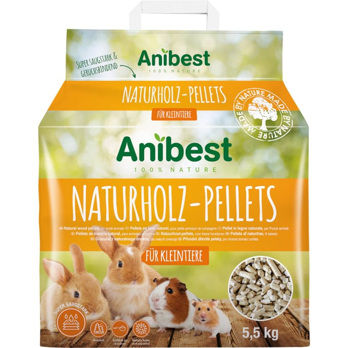 10 l (5,5 kg) Anibest Natuurlijke Houtkorrels Kattenbakvulling
