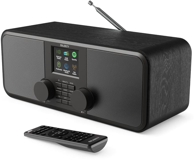 Majority Rostock - Internetradio - DAB+/FM - Bluetooth - Dubbele Wekker - Podcastspeler - Zwart