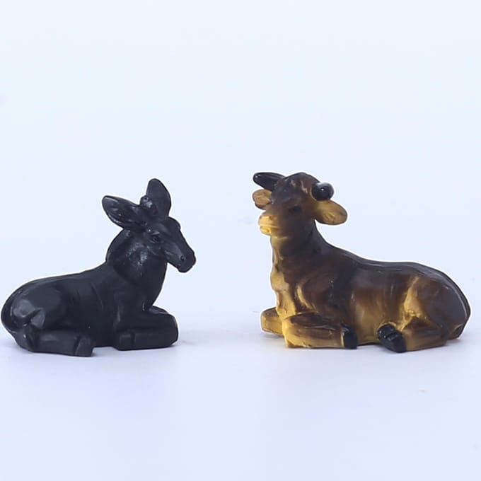 Kerststal Beeldjes Set Handbeschilderd Schattig Schaap Ezel Koe Decoratief Hars Kerst Kerststal black