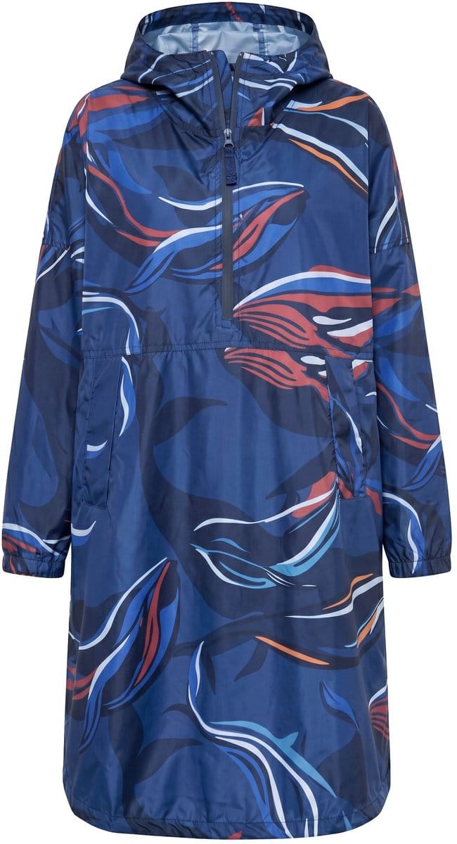 Laurasøn - Dames - Functionele regencape unisex print capuchon - Marine - Maat 1