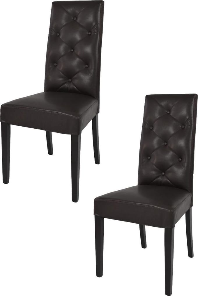 Tommychairs Chantal - Eetkamerstoelen - Set van 2 - Bruin - Kunstleer en Hout