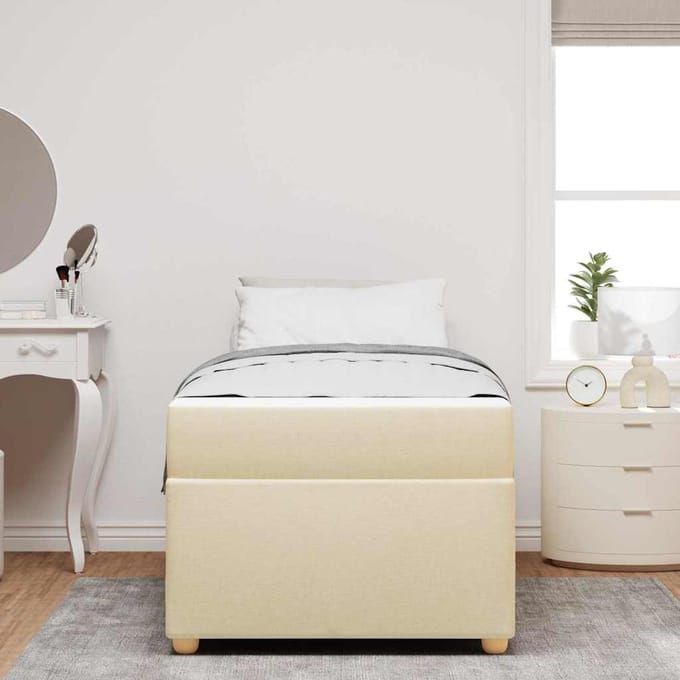 vidaXL - Bedframe - met - matras - Crème - 100 - x - 200 - cm - Stof