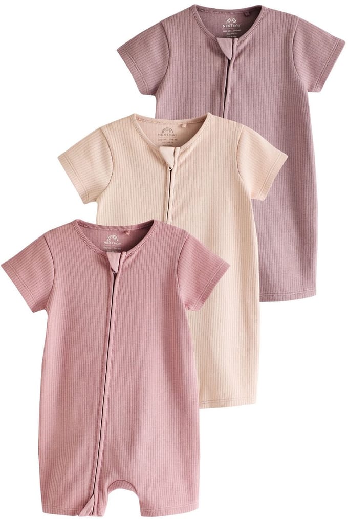 Next - Meisjes - Set van 3 babyrompertjes met tweewegritssluiting, 100% katoen - Roze