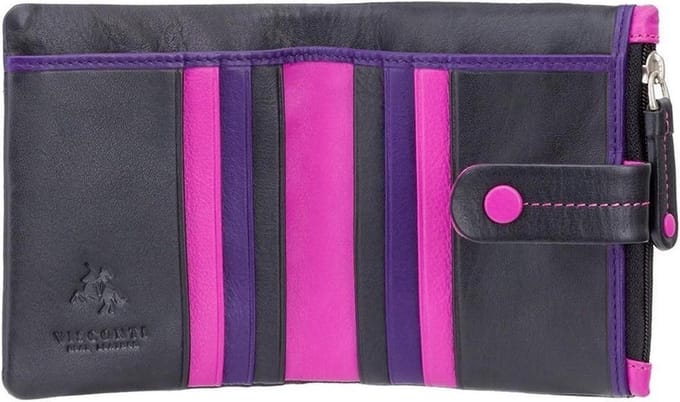 Visconti Leren Portemonnee - Mimi Collectie - 6 Pasjes - Leer - Zwart (M77 BK)