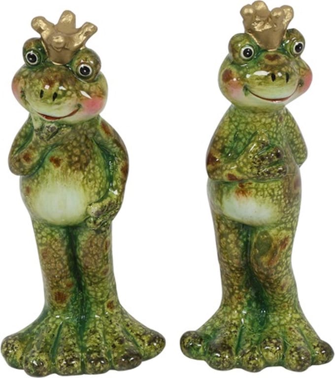 Countryfield Kikker met kroon staand Set van 2 H12cm