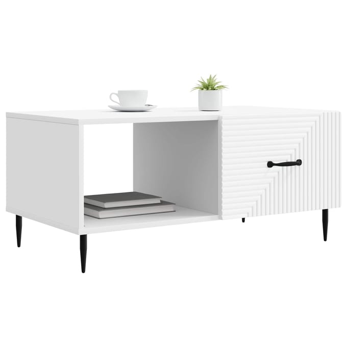 vidaXL - Salontafel - Wit - 90 - x - 50 - x - 40 - cm - Bewerkt - hout