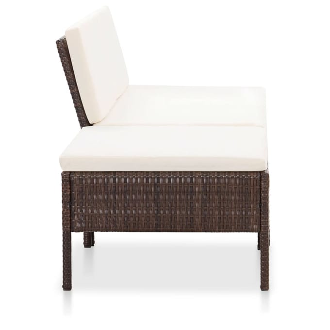 vidaXL - 3-delige - Loungeset - met - kussens - poly - rattan - bruin
