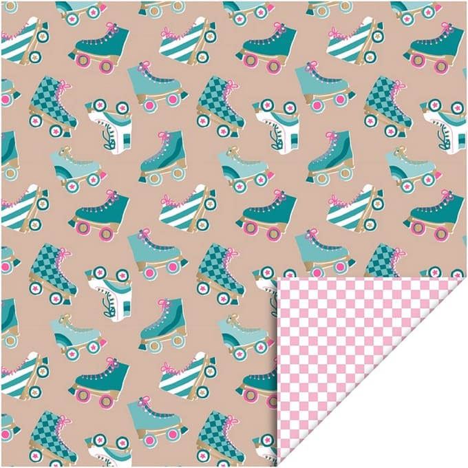 2 Kleine rollen - Cadeaupapier 30 cm - Roller Skates Nude