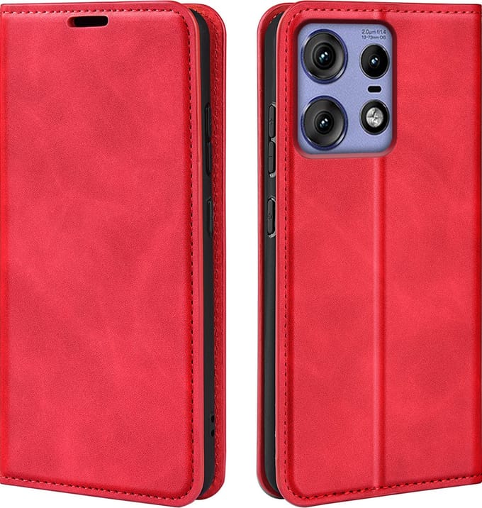 MobyDefend Hoesje - Geschikt voor Motorola Edge 50 Pro - Luxe Wallet Bookcase (Magnetische Sluiting) - Rood