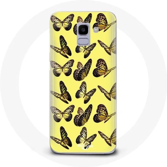 Case voor Samsung Galaxy J6 2018 Vlinders Gele Achtergrond geel