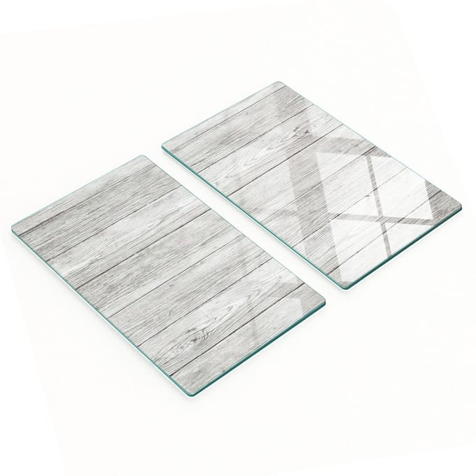 Set van gehard glazen keukenplanken met houtnerfpatroon, 2x30x52 cm