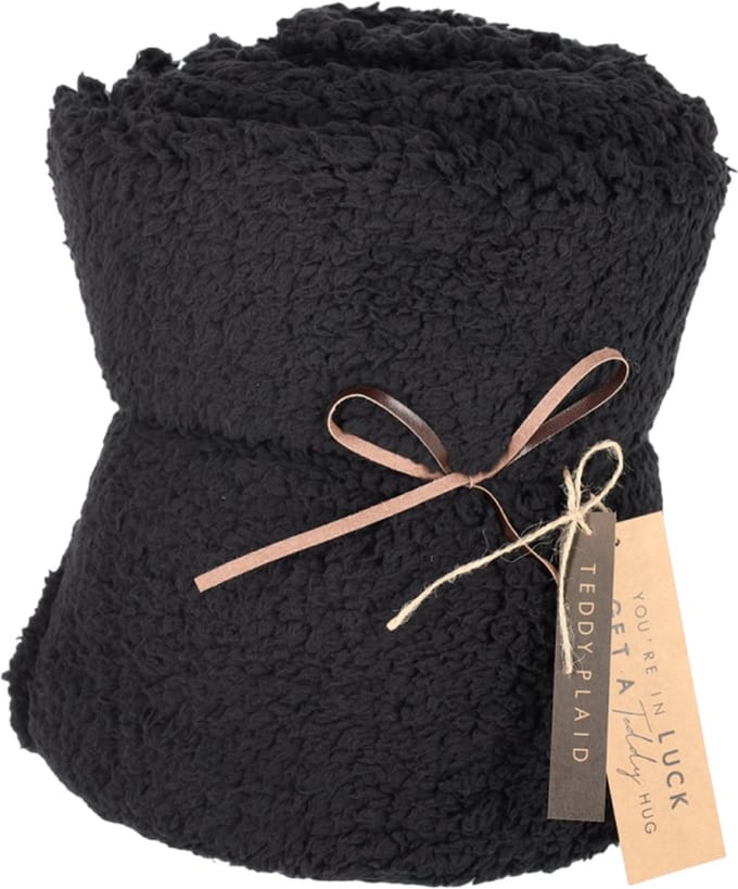JENS Living Teddy plaid - Deken - Polyester - 160 x 120 cm - Zwart