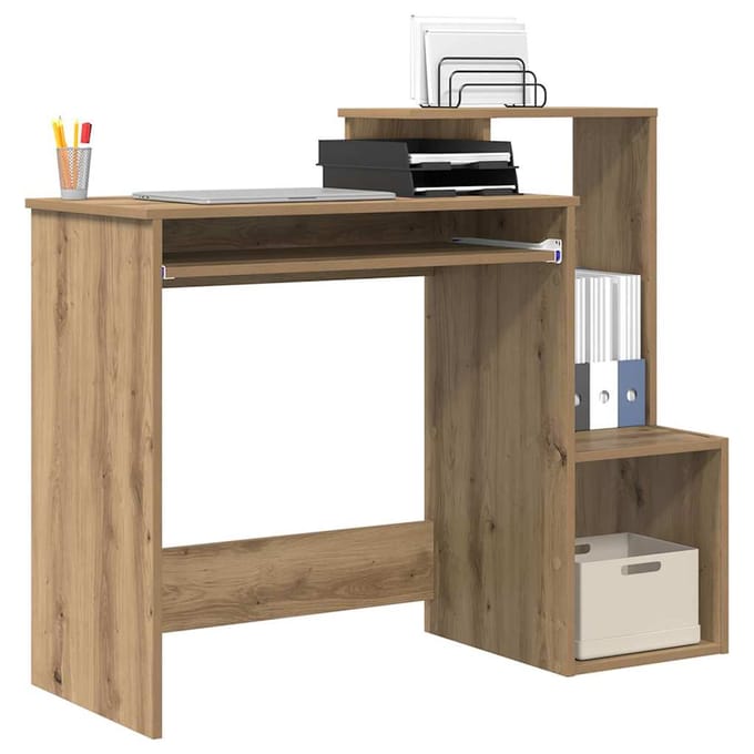 vidaXL - Bureau - Artisan - Eiken - 106 - x - 41 - x - 88.5 - cm - Bewerkt - hout