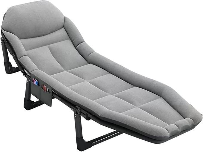 Lounge Stoel - Ligstoel Tuinstoel - Ontspannen Buiten - Verstelbare Rugleuning - 185x65cm - Grijs