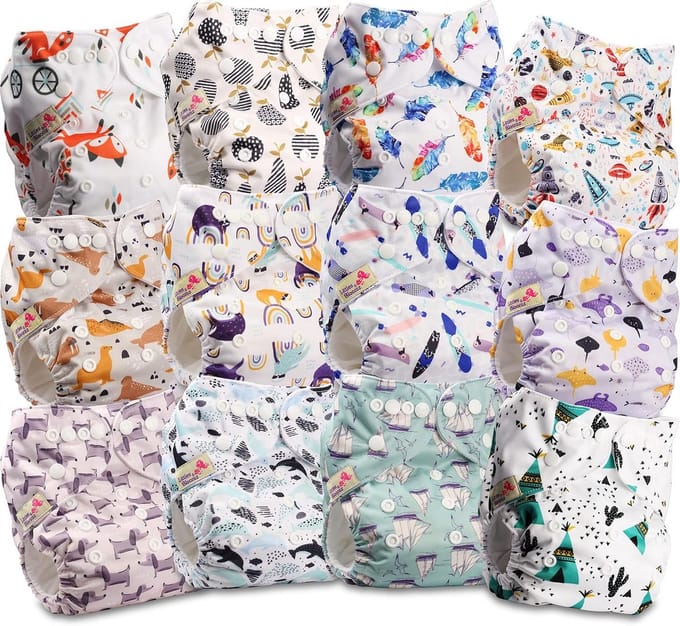 Herbruikbare baby pocketluier standaard drukknoop 12 stuks