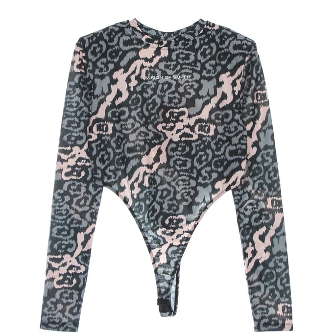 Body Dames Allover Luipaard Body Roze/grijs