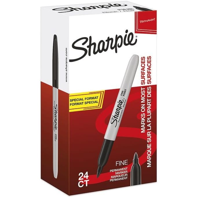 Viltstift Sharpie rond fijn zwart valuepack à 20 + 4 stuks gratis