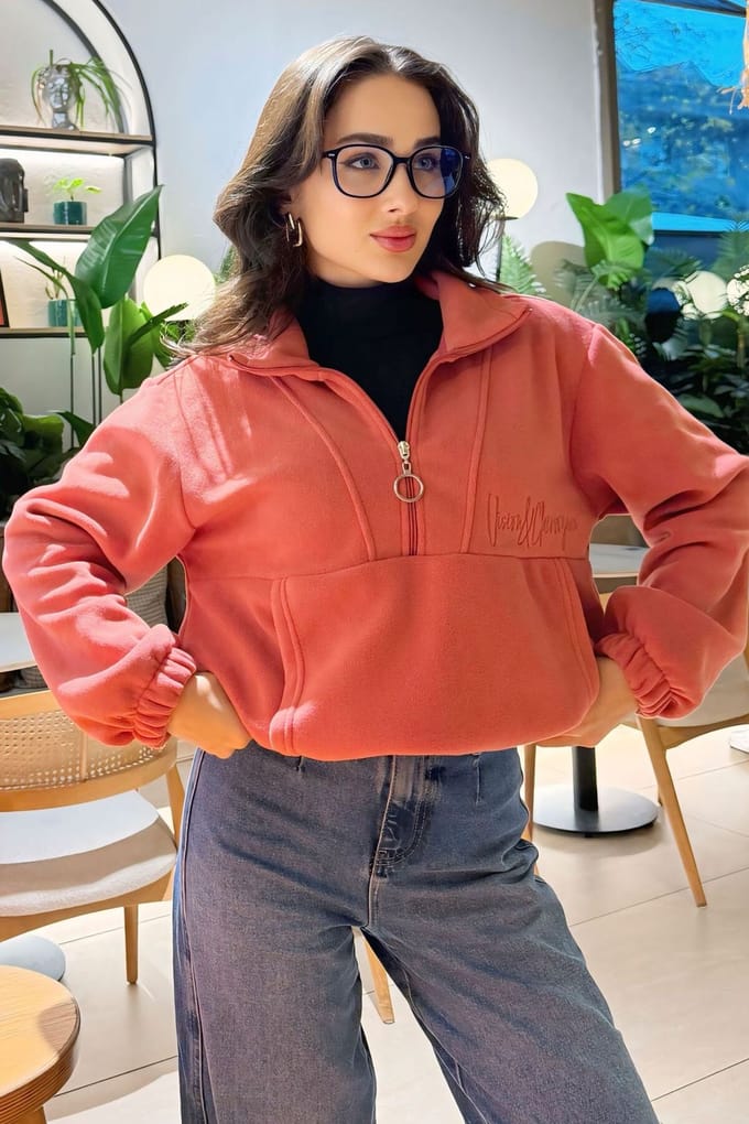 Oversized Halflange Rits Pluche Sweatshirt