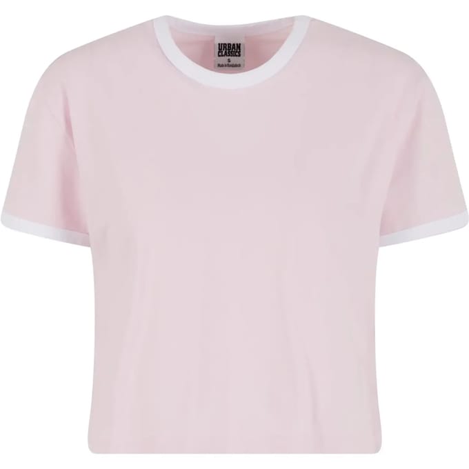 Urban Classics - Contrast Retro Crop top - S - Roze/Wit