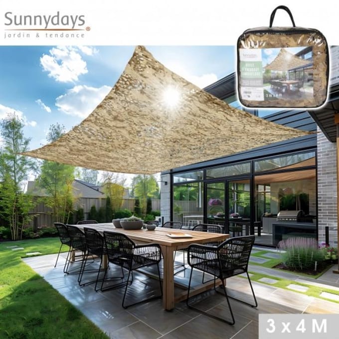 Schaduwdoek camouflage mocha 3x4 m