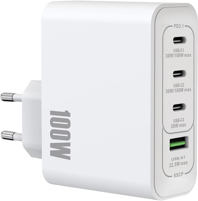 Rixus RXHC100 100W GaN Power Adapter White