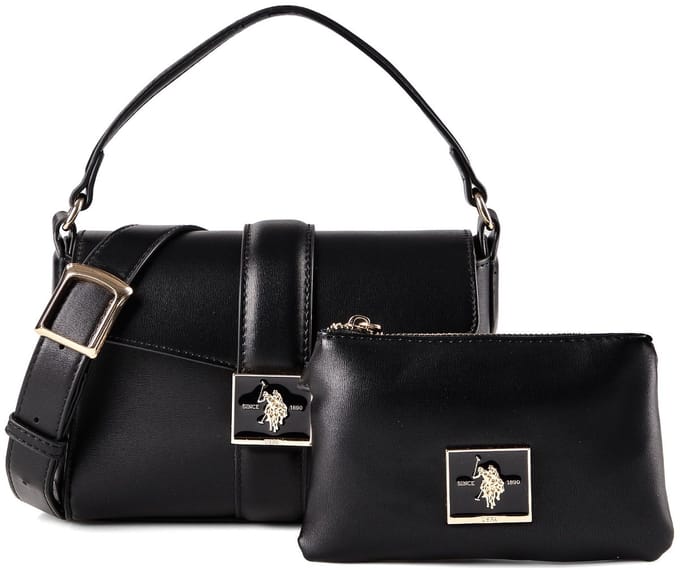 U.S. POLO ASSN. handtas schoudertas Margaret Flap Handle Bag Black zwart