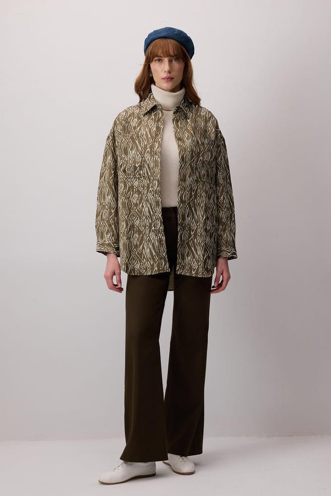Touché Privé - Blouse met print en zakdetail - Khaki - Dames