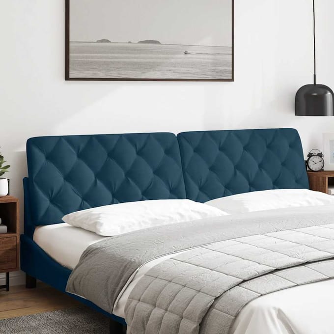 vidaXL - Hoofdbordkussen - 200 - cm - fluweel - blauw