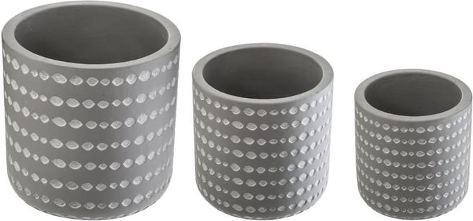 Atmosphera set van 3 bloempotten - Cache pot - Bloempot - Aardewerk - Grijs
